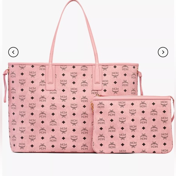 MCM Handbags - MCM Visetos monogram canvas shopper with zip pouch and nappa leather trim New